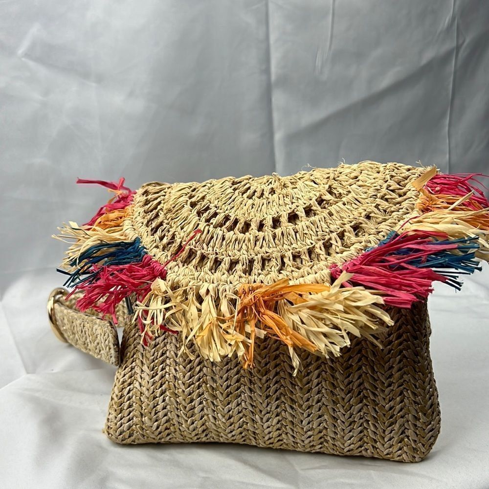 NWOT INC International Concept Straw Rainbow Belt Bag